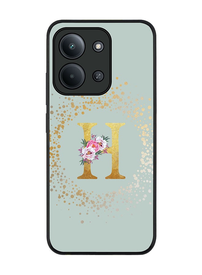 For Xiaomi Poco C85 4G Case,Slim fit Camera Protection, Shockproof Thin Phone cover  - Custom Monogram Floral - H  (Light Grey )